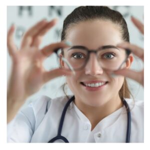 A doctor working on lenses 
