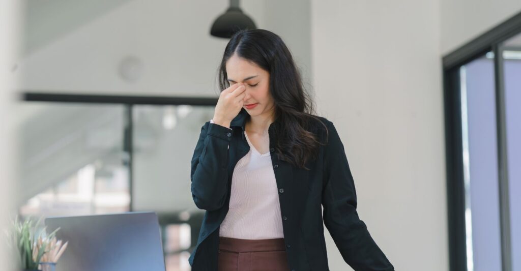 woman with eye strain