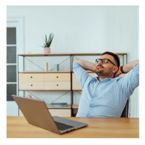 man. taking a work break