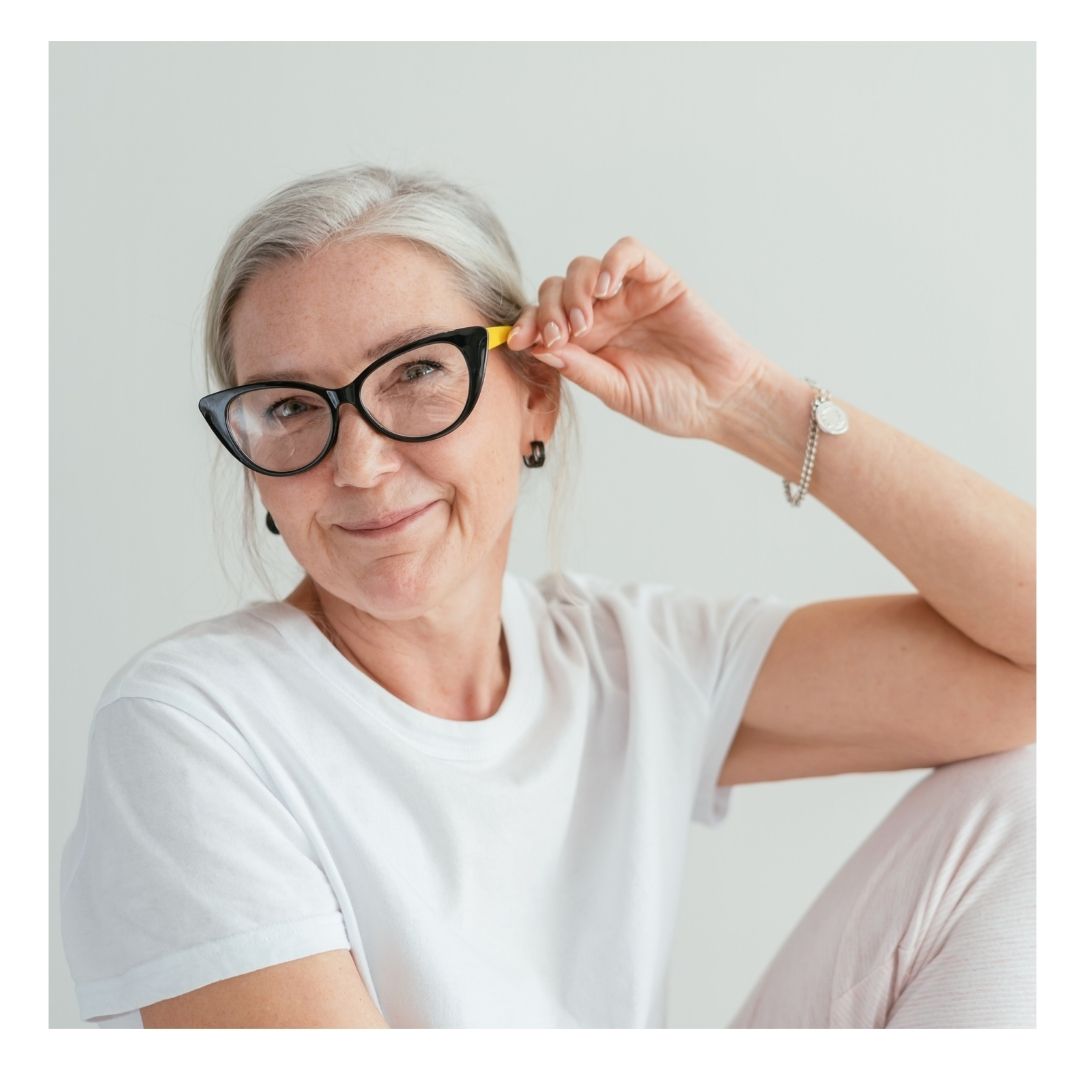 older woman wearing glasses